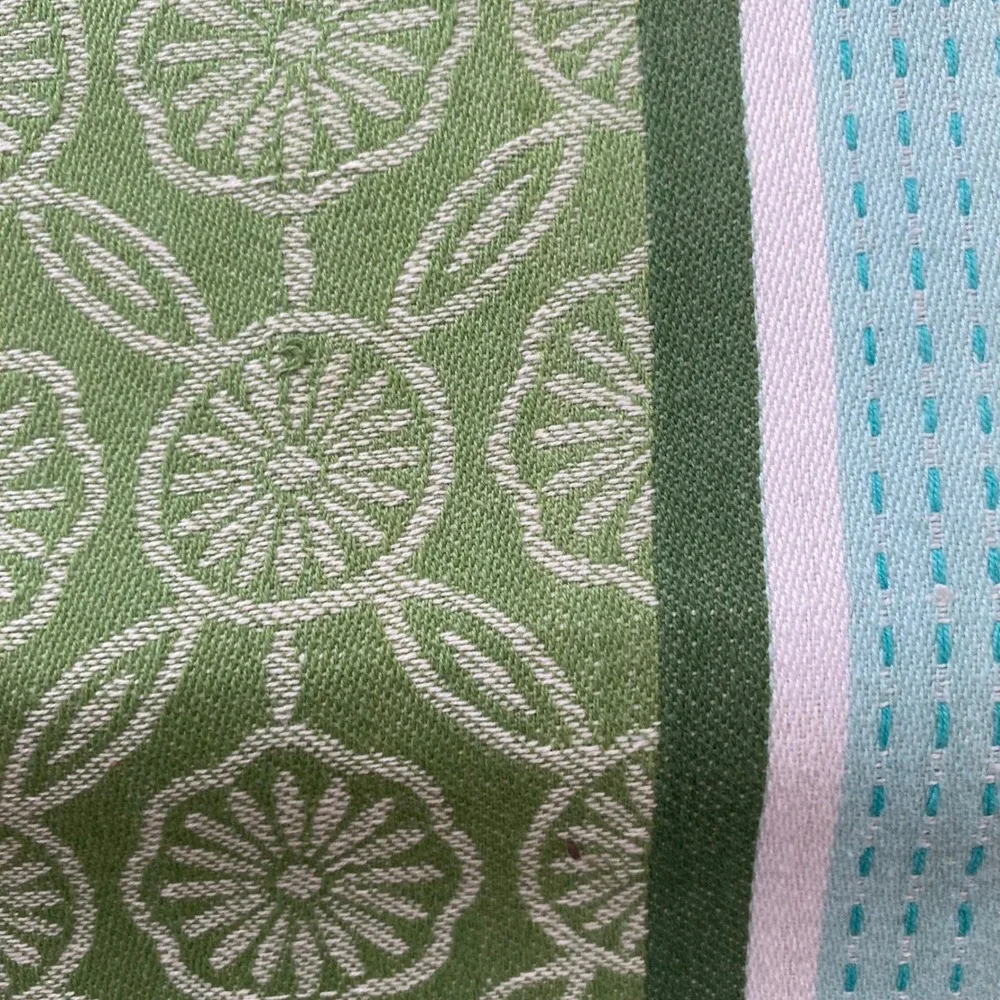 Green Floral Woven Tapestry Cotton Table Runner Spring Garden‎ Boho
